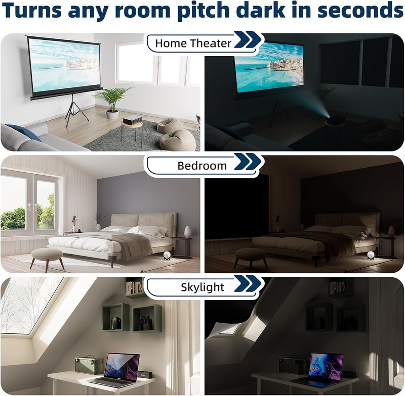 NIGHTON 100% Blackout Curtains for Bedroom, No Drill Black out Blinds With Upgraded Hook and Loop Tape, Portable Blackout Curtains for Window Cover Baby Nursery,Travel,RV- 1 Panel Black 35''W x 42'' L - Image 4